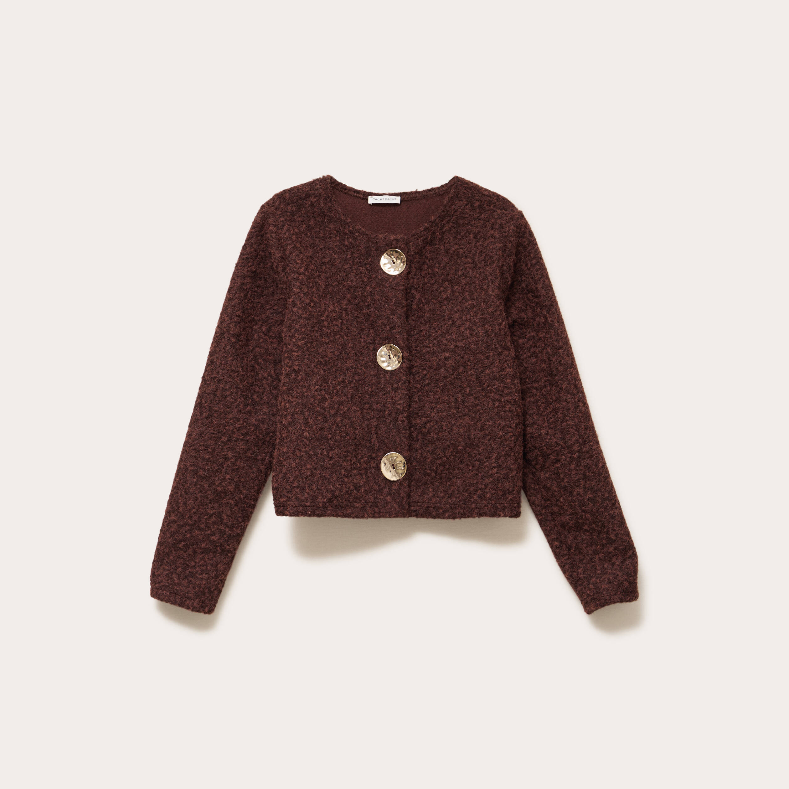 Veste effet polaire marron clair femme