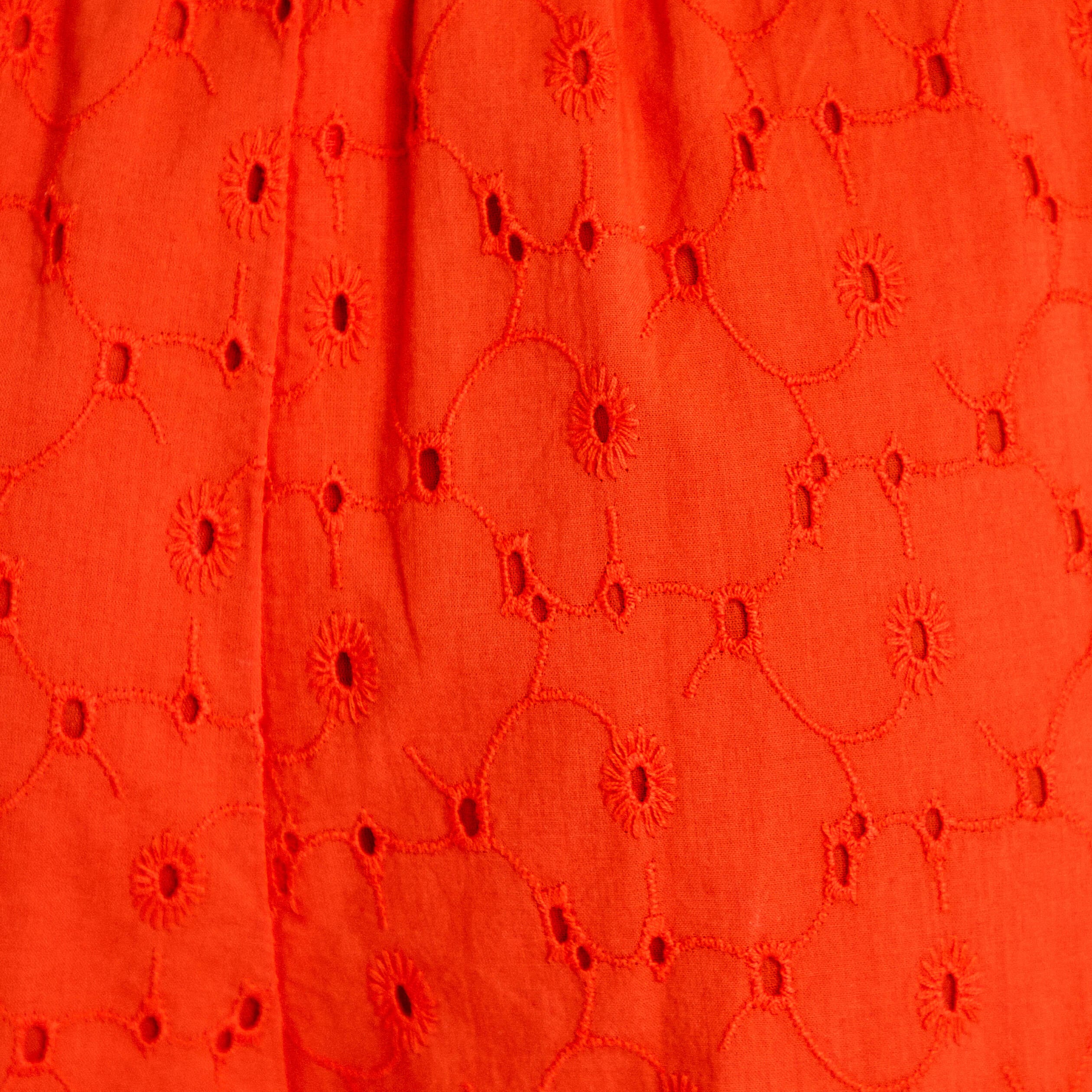 Short avec broderie orange fonc&eacute; femme