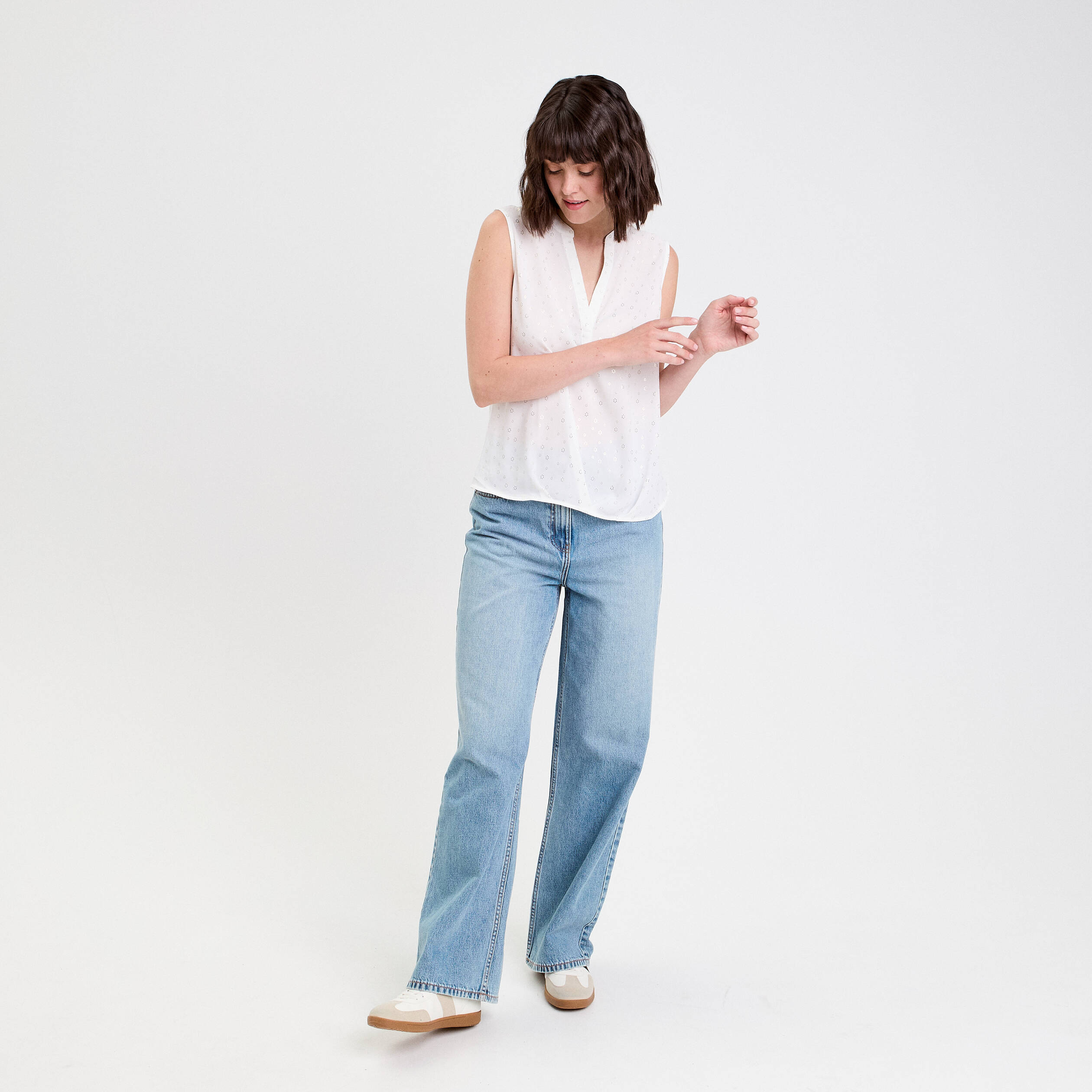 Blouse sans manches blanc femme