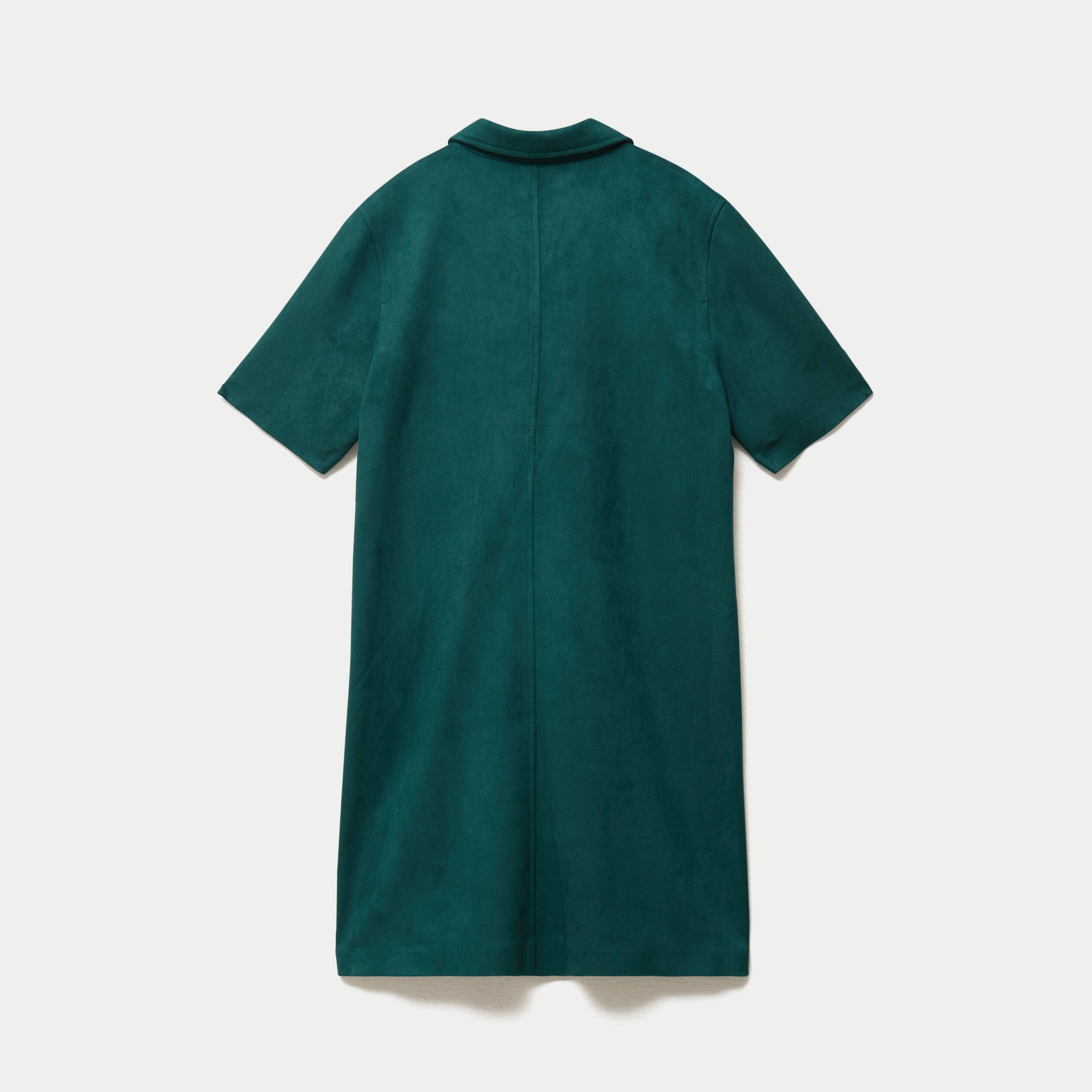 Robe droite 3/4 manches courtes daim vert fonc&eacute; femme