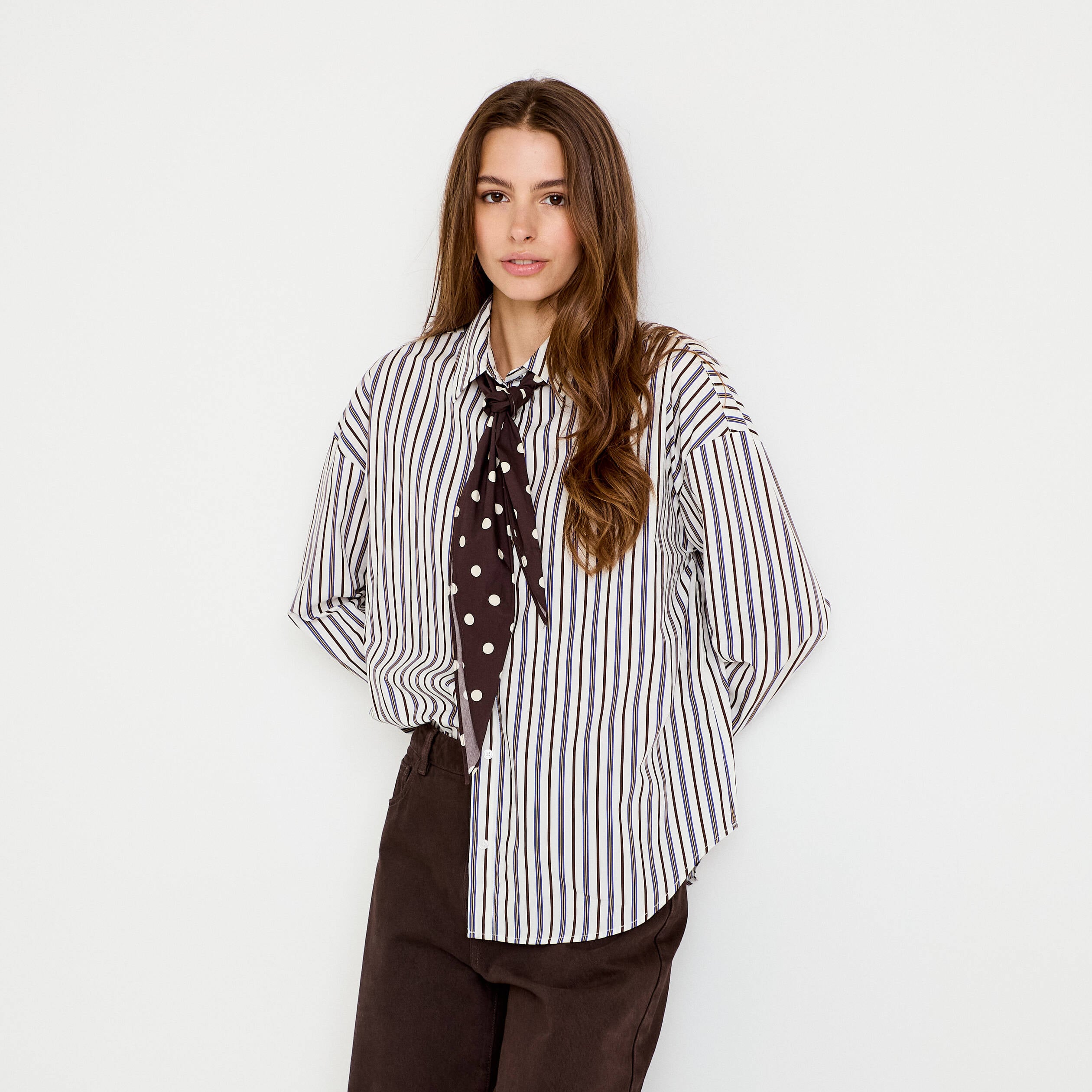 Chemise oversize manches longues blanc femme