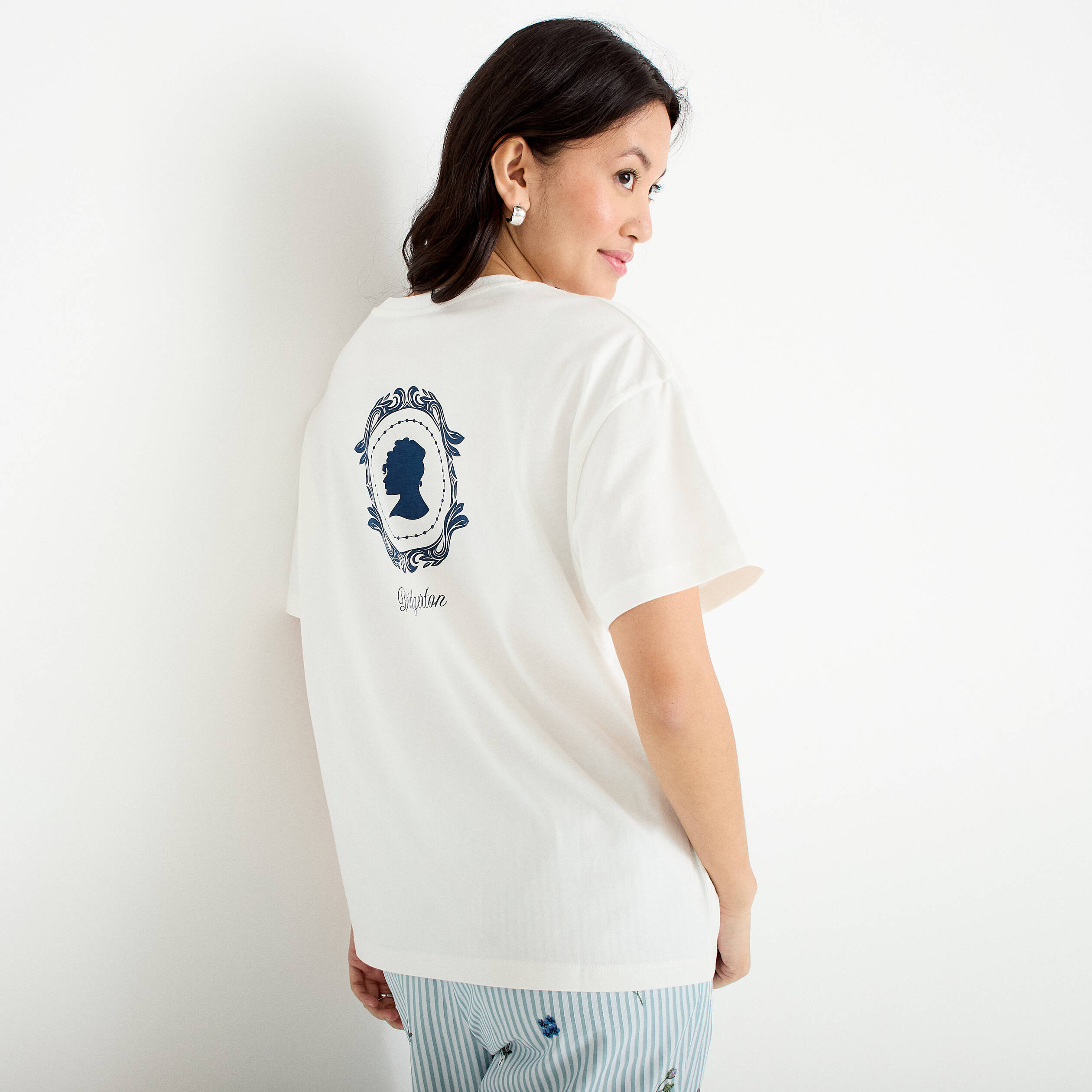 T-shirt oversize brod&eacute; Bridgerton ecru femme