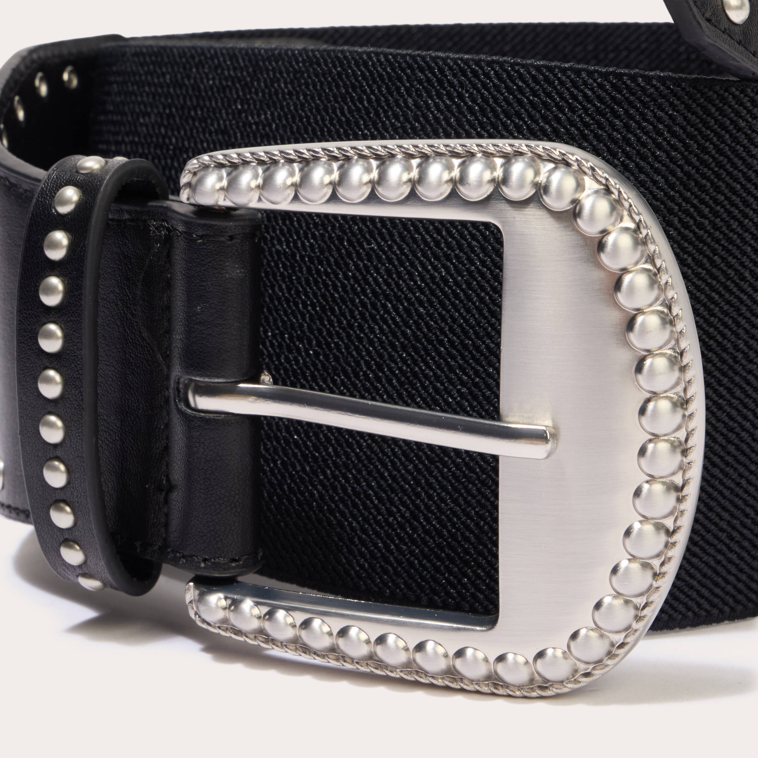 Ceinture large &agrave; d&eacute;tails clout&eacute;s noir femme