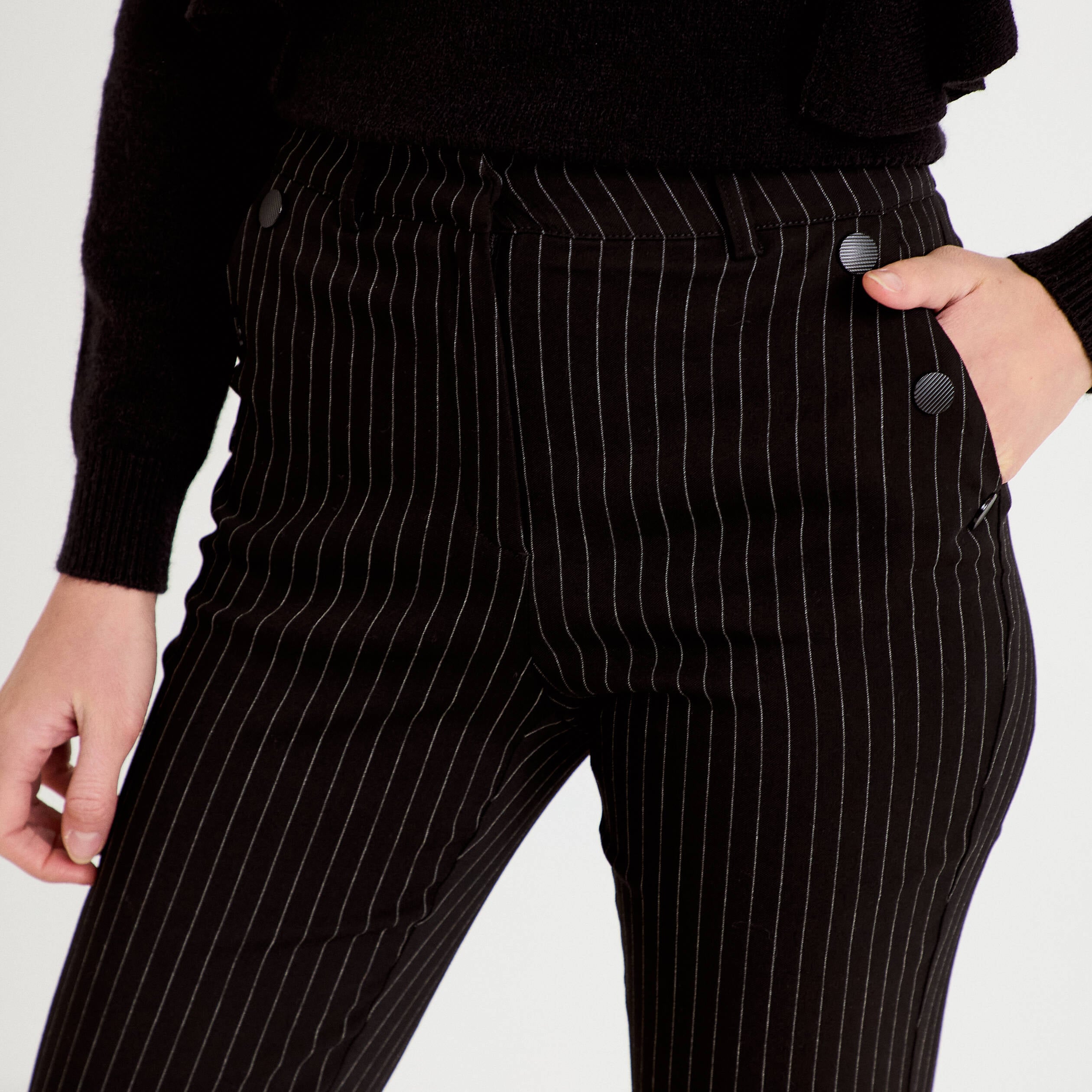 Pantalon bootcut taille haute noir femme