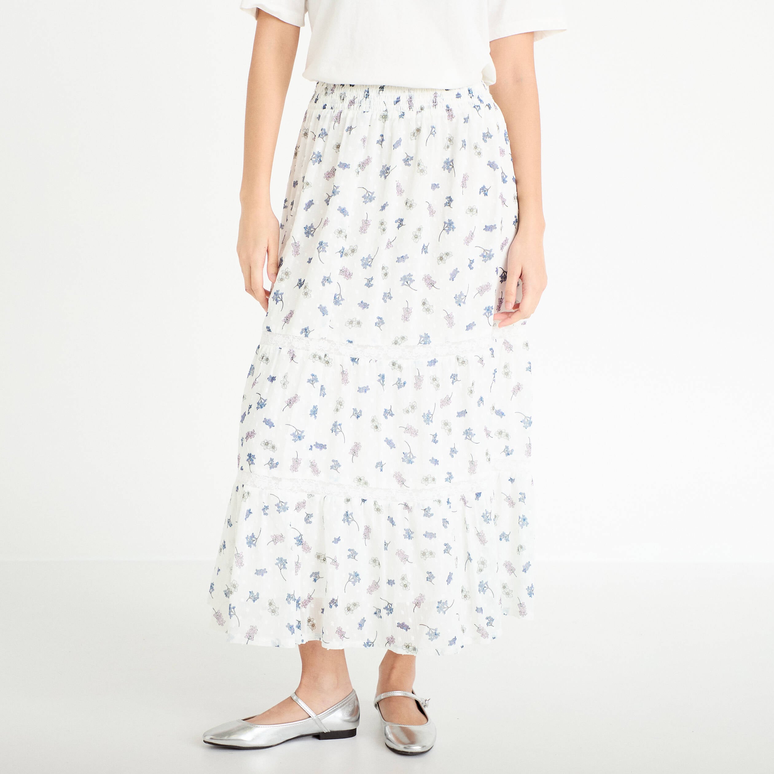Jupe longue &eacute;vas&eacute;e Bridgerton blanc femme