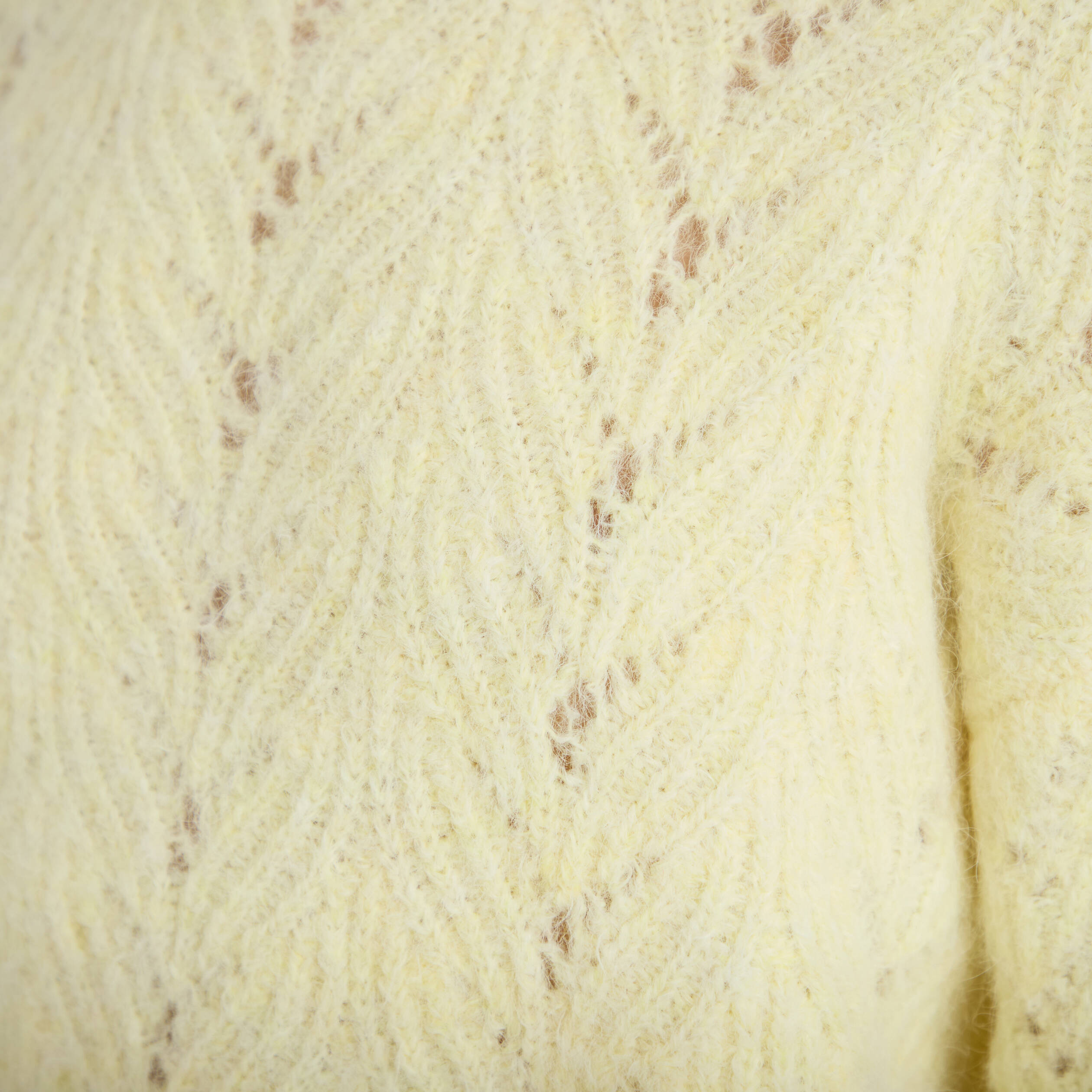 Pull ajour&eacute; manches longues jaune clair femme