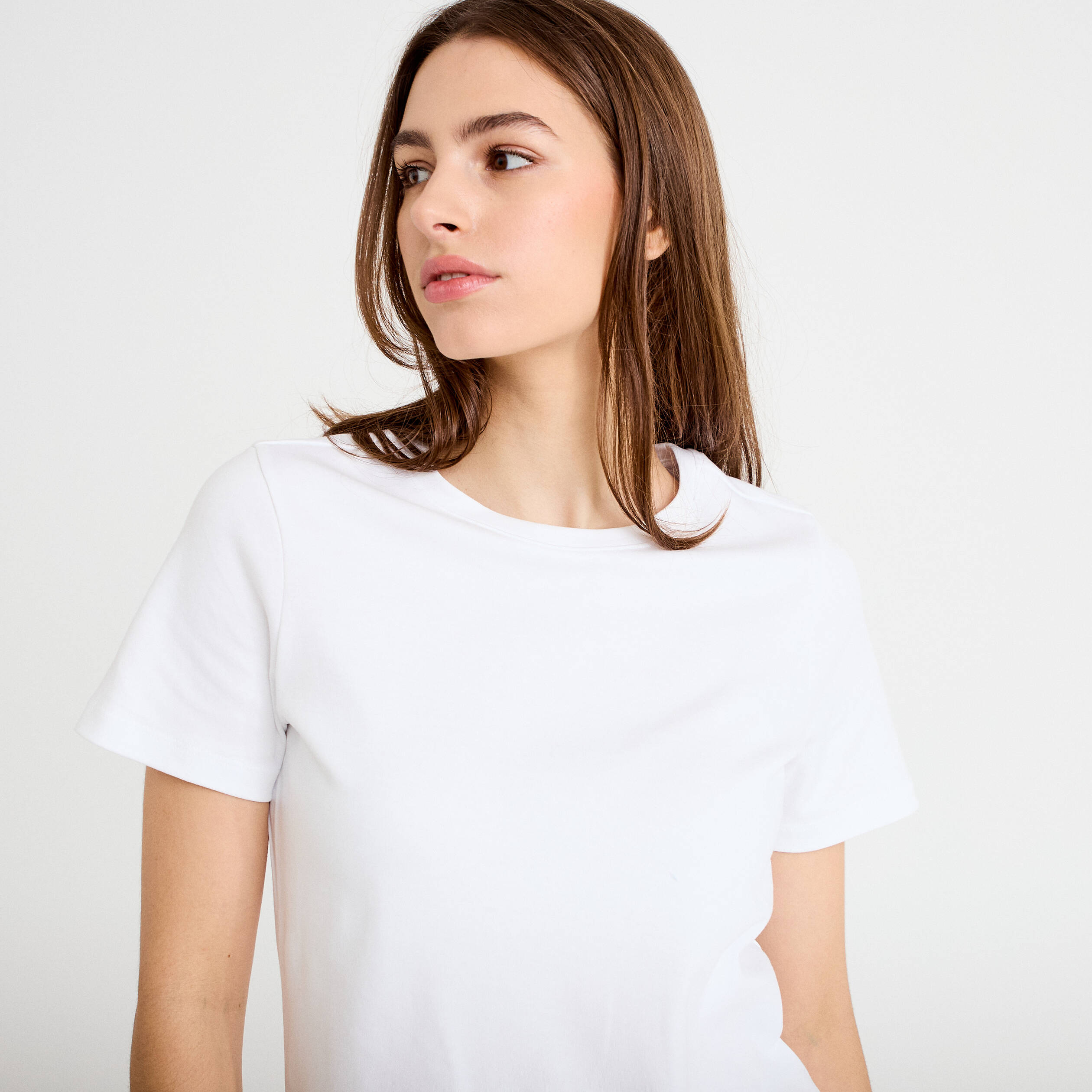 T-shirt col rond manches courtes blanc femme