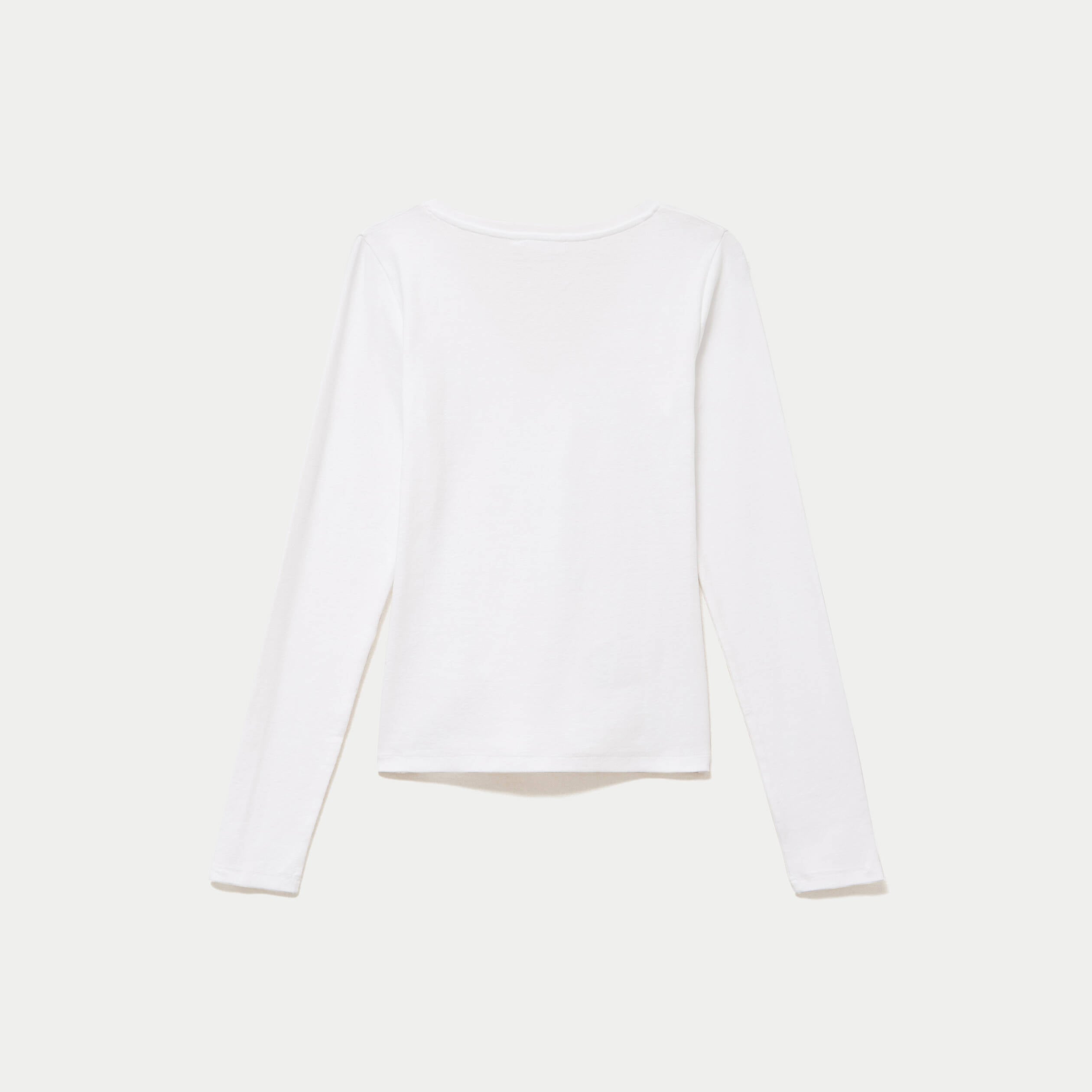 Top ajust&eacute; col v manches longues blanc femme
