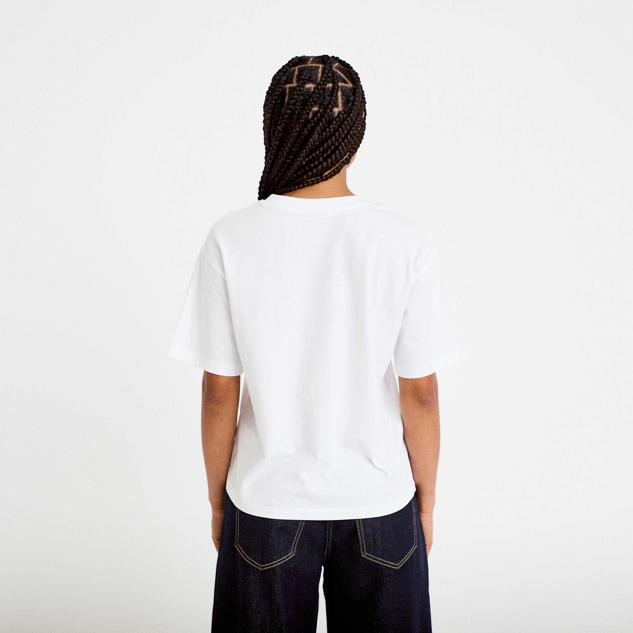 T-shirt col v manches courtes blanc femme