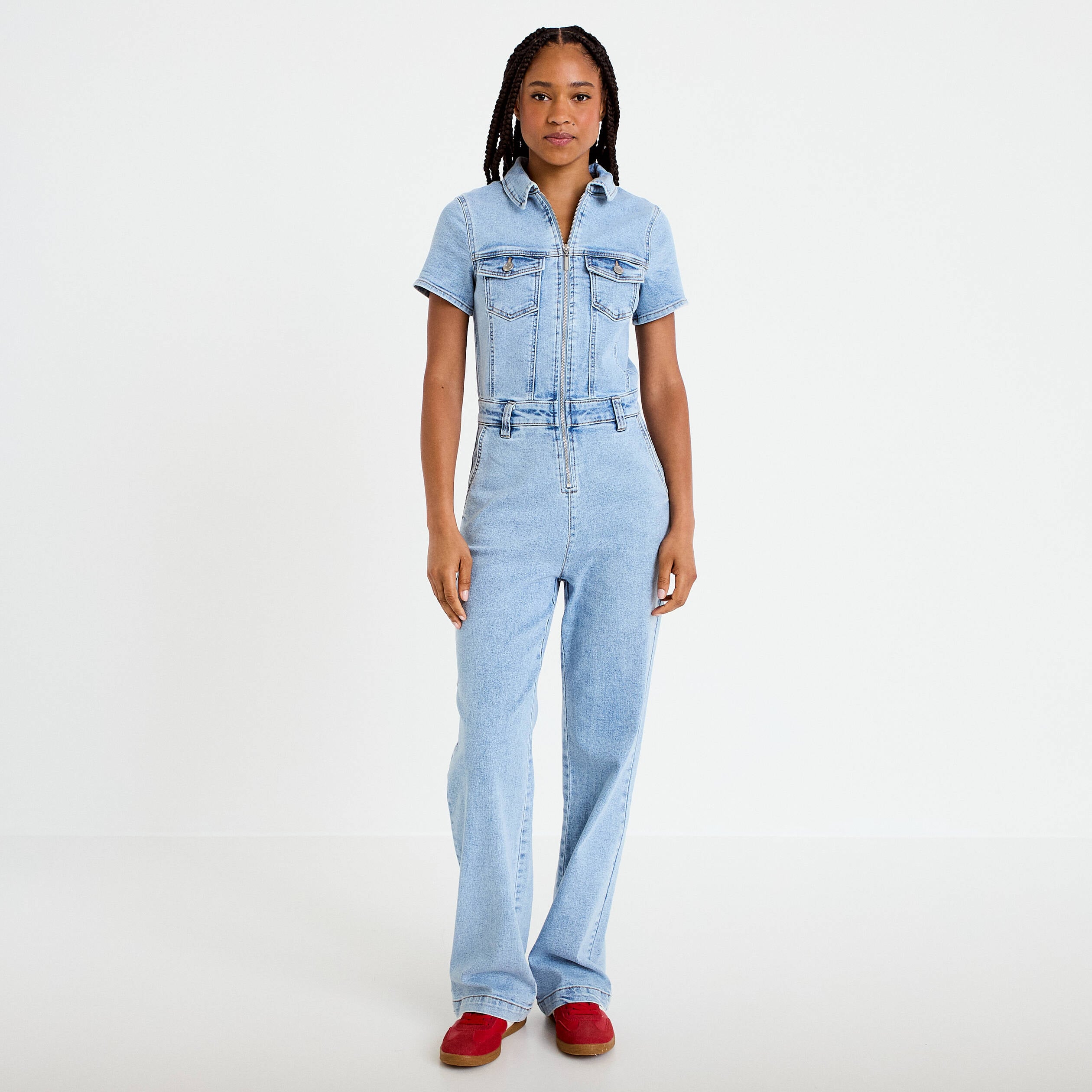 Combinaison pantalon en jean denim triple stone femme