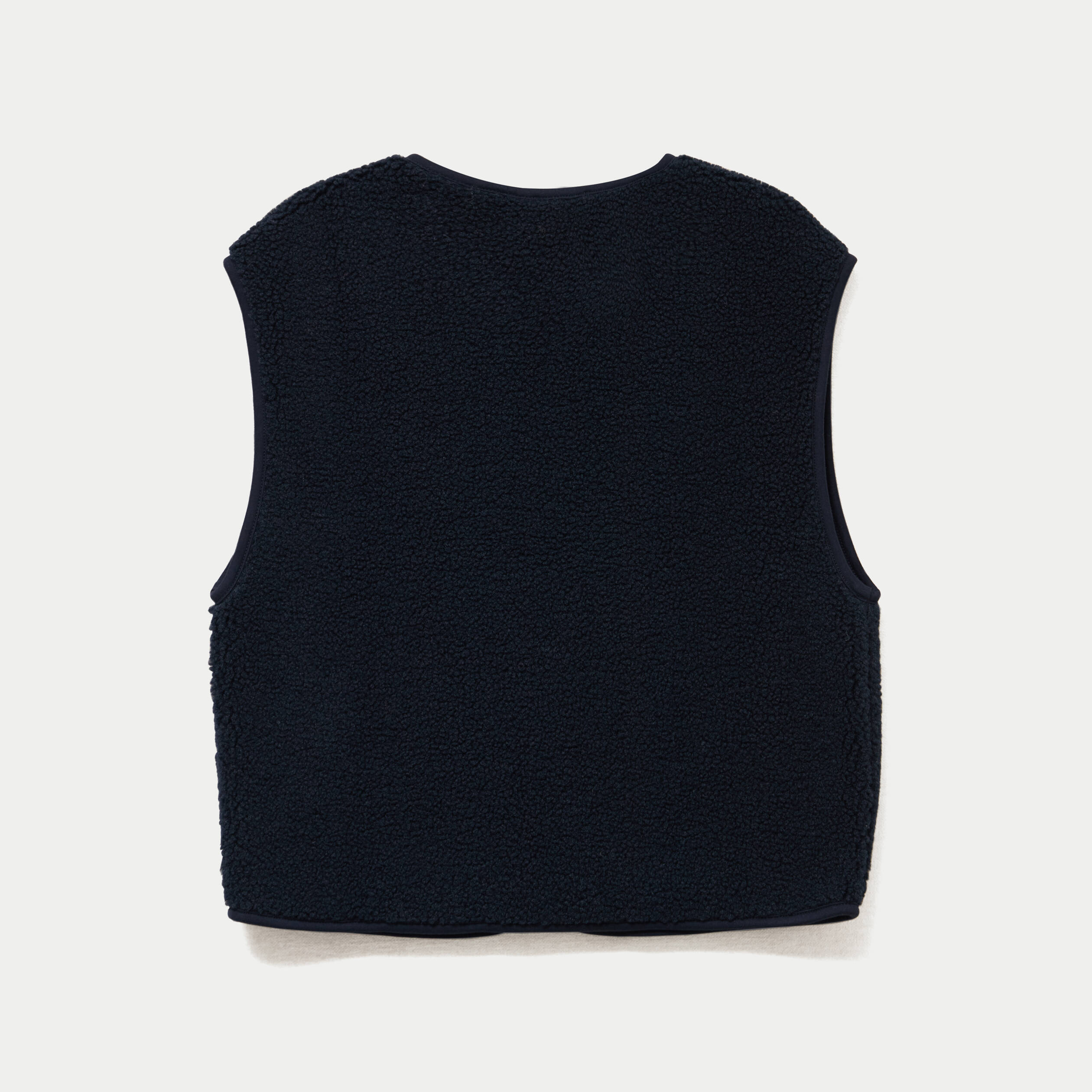 Gilet sans manches effet polaire col v bleu marine femme