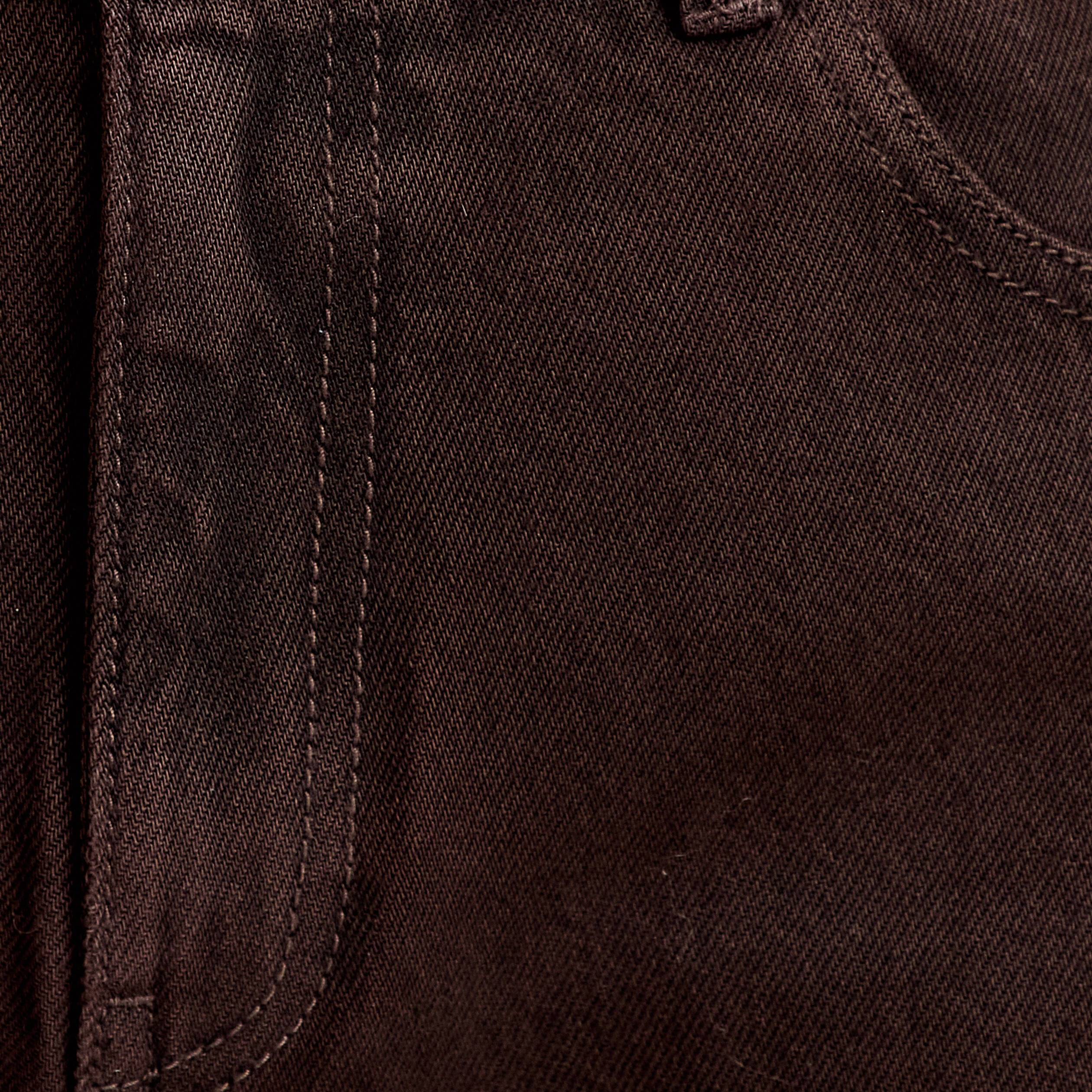 Jean barrel taille standard marron fonc&eacute; femme