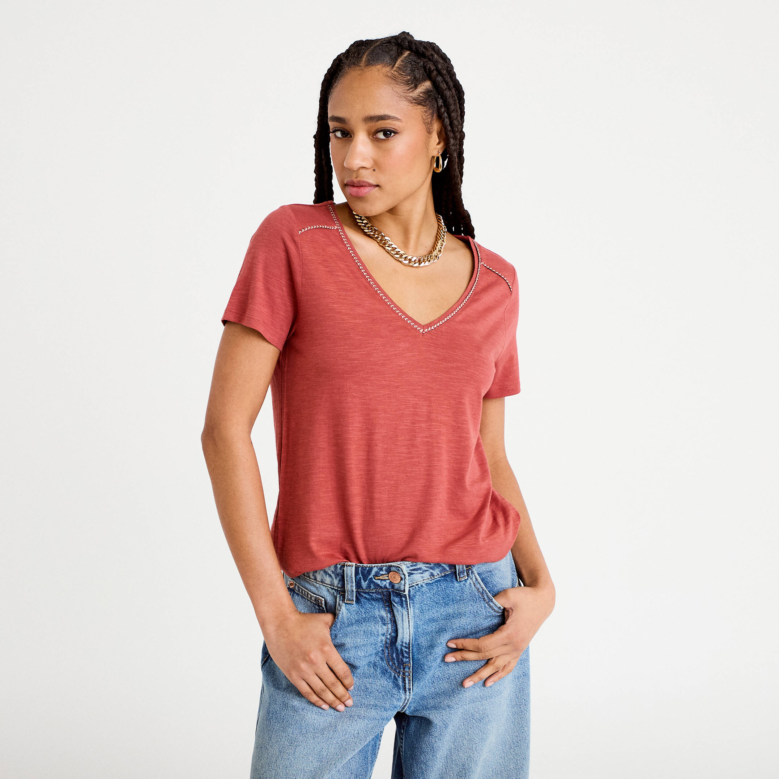 T-shirt manches courtes vieux rose femme