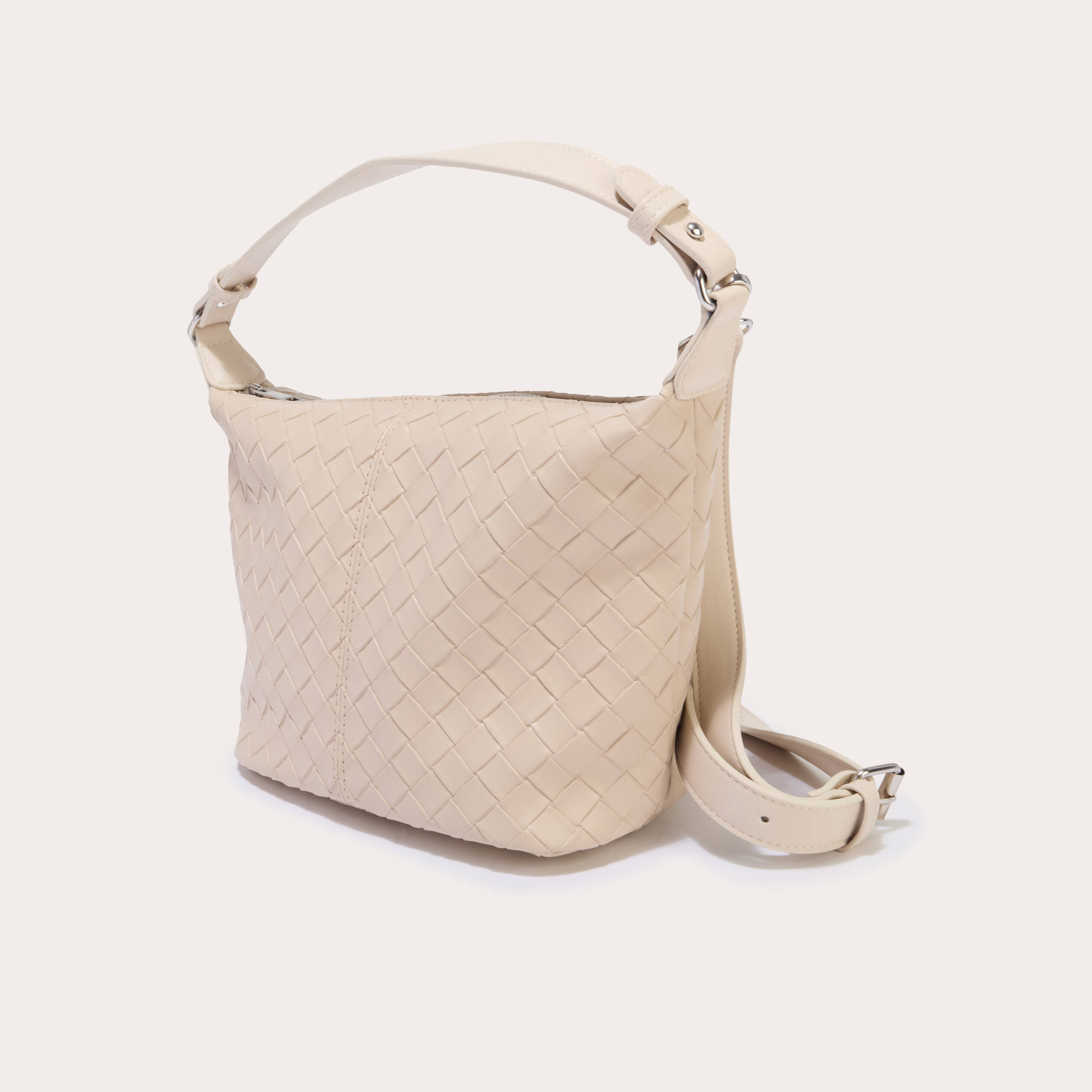 Sac tress&eacute; effet chin&eacute; beige femme