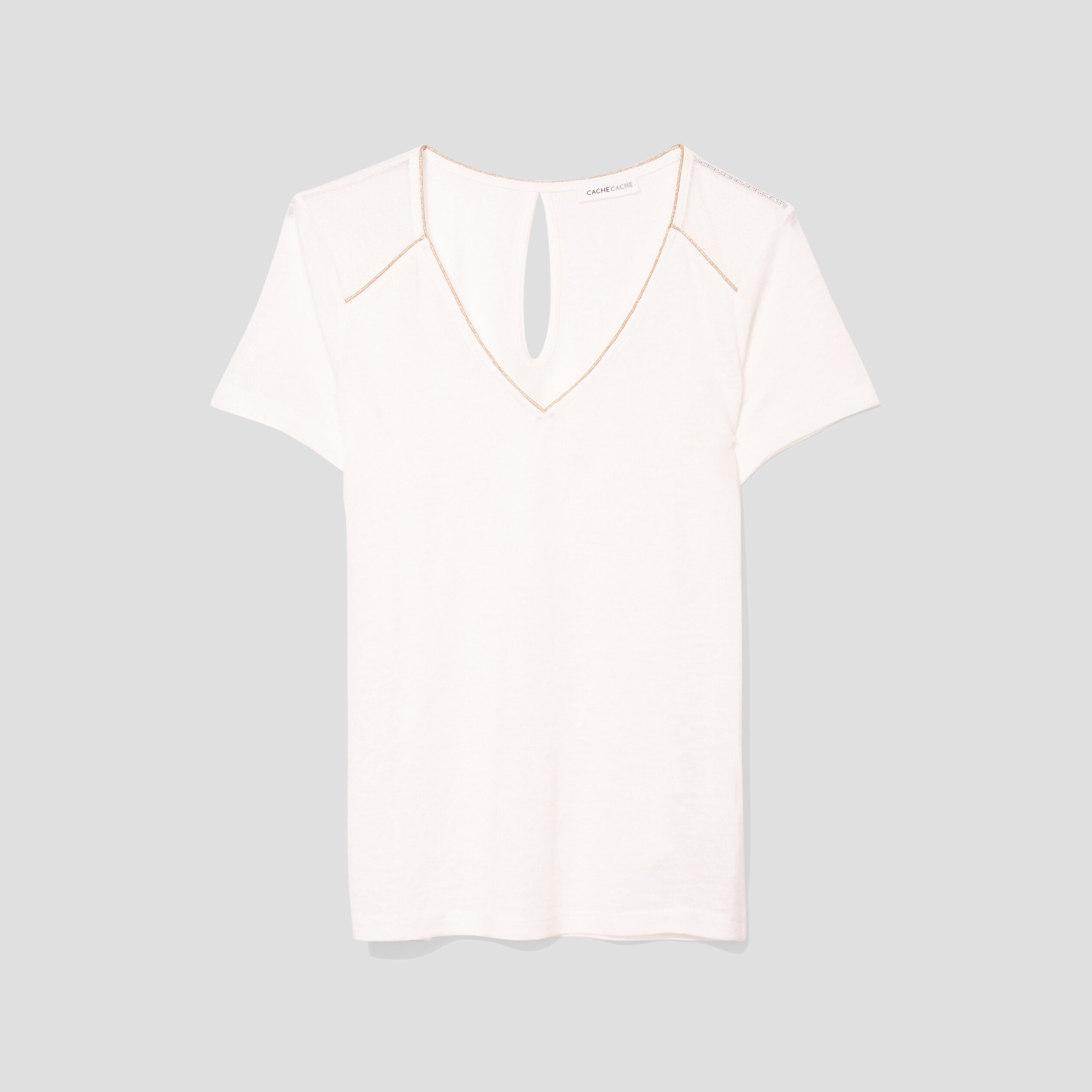 T-shirt manches courtes ecru femme