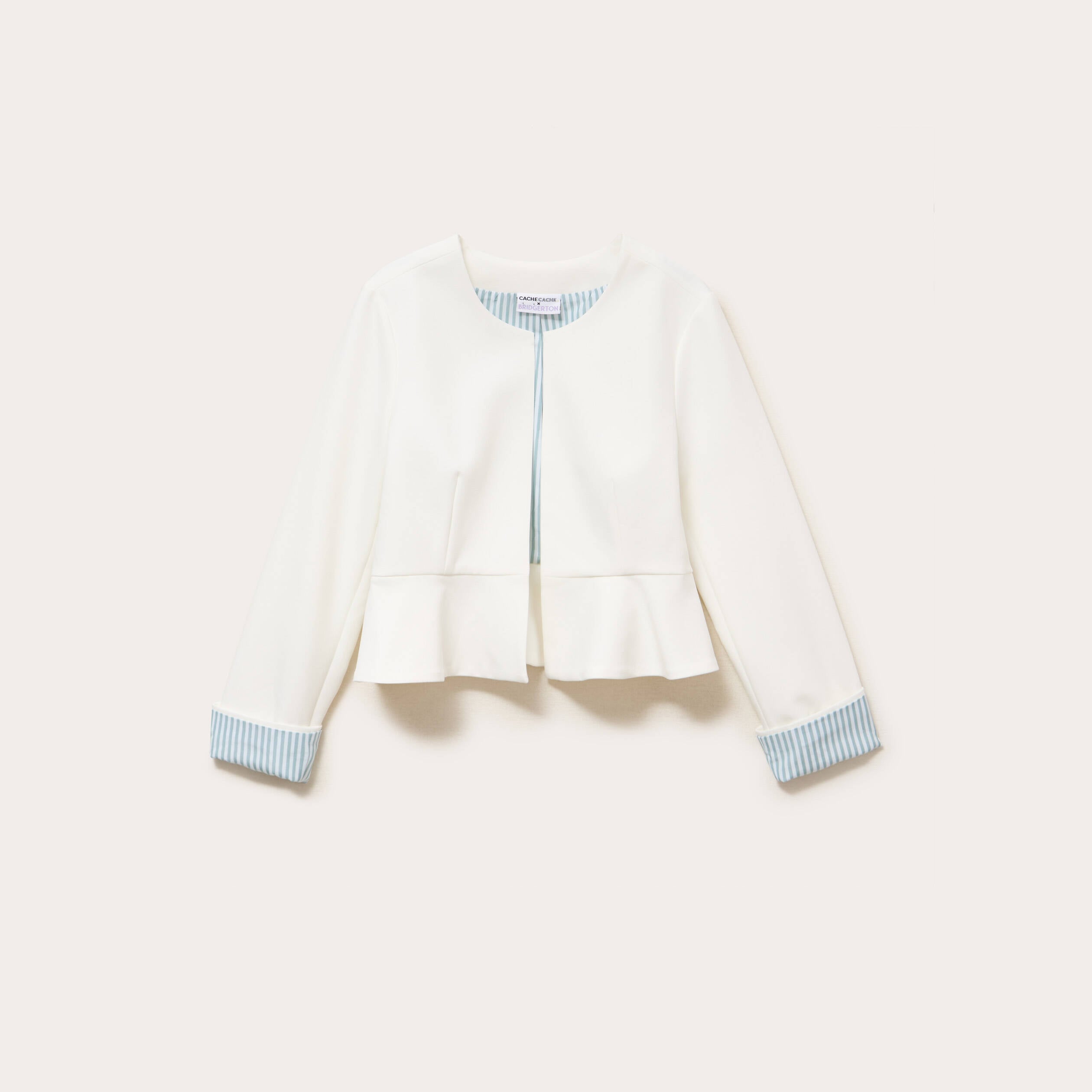 Veste p&eacute;plum Bridgerton ecru femme