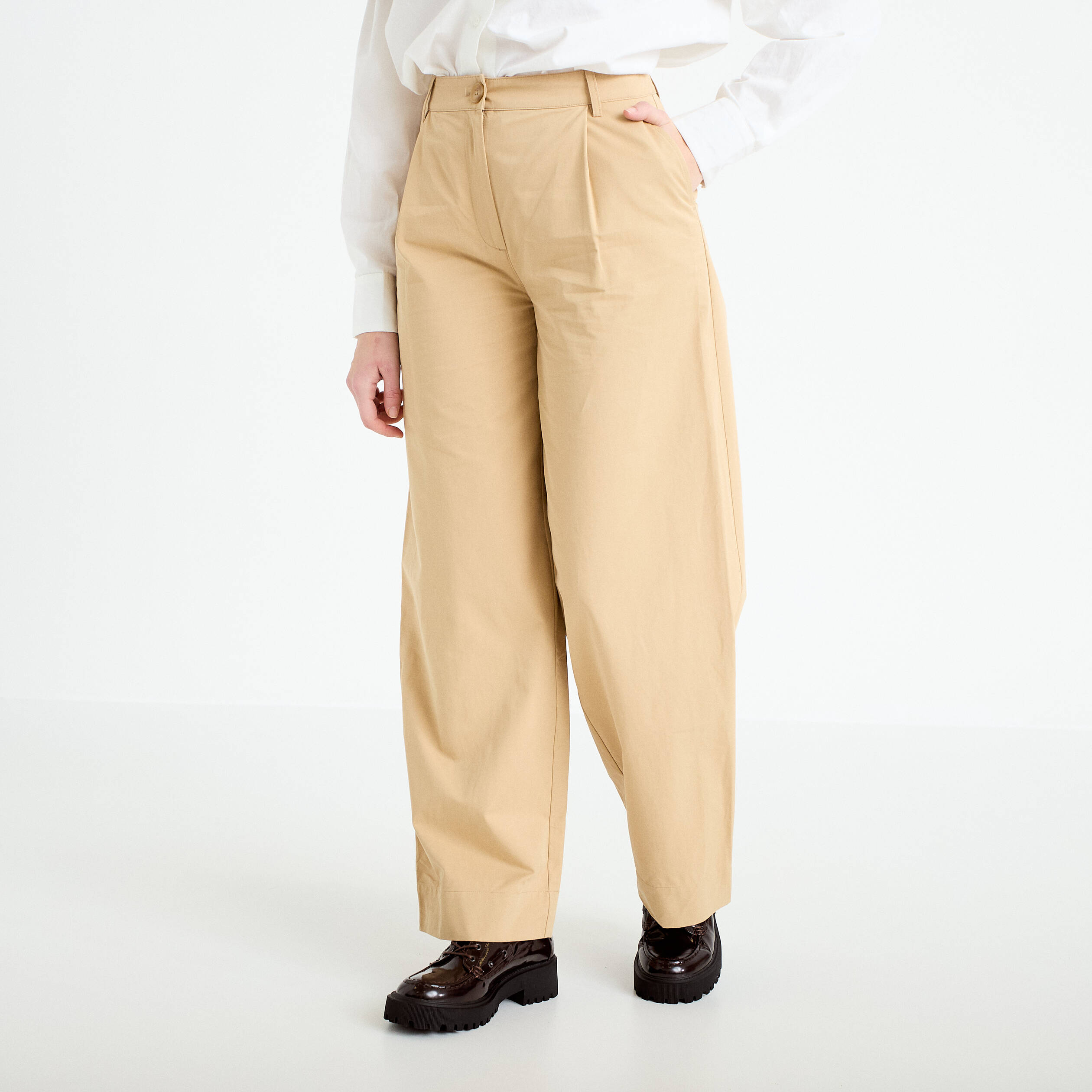 Pantalon large beige femme