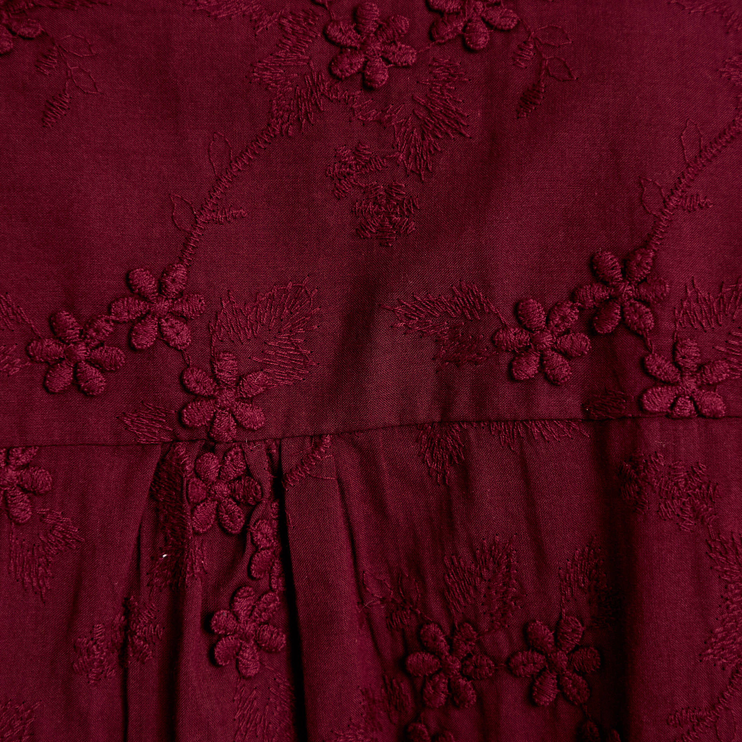 Blouse droite col rond manches longues bordeaux femme