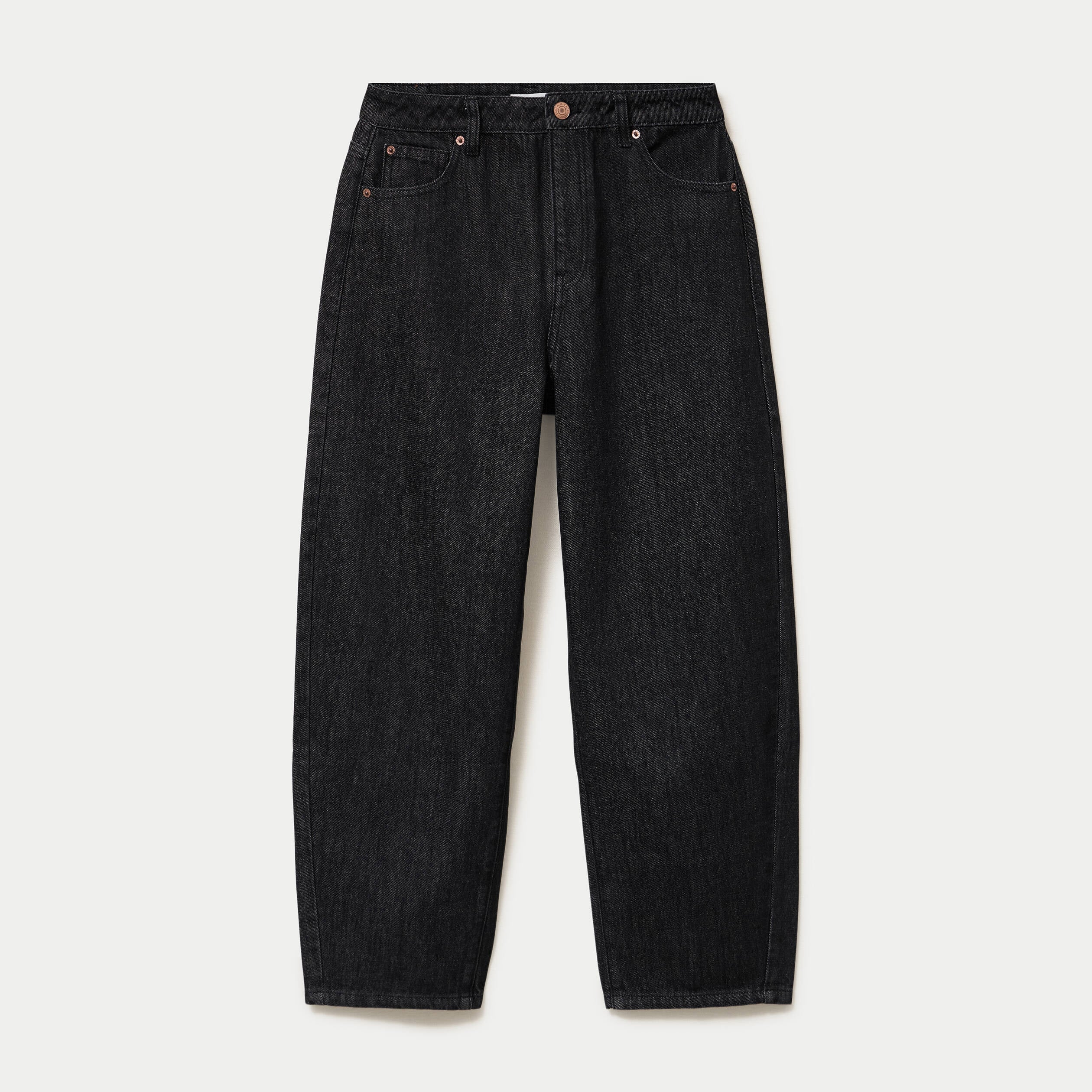 Jean barrel cropped taille standard denim noir femme
