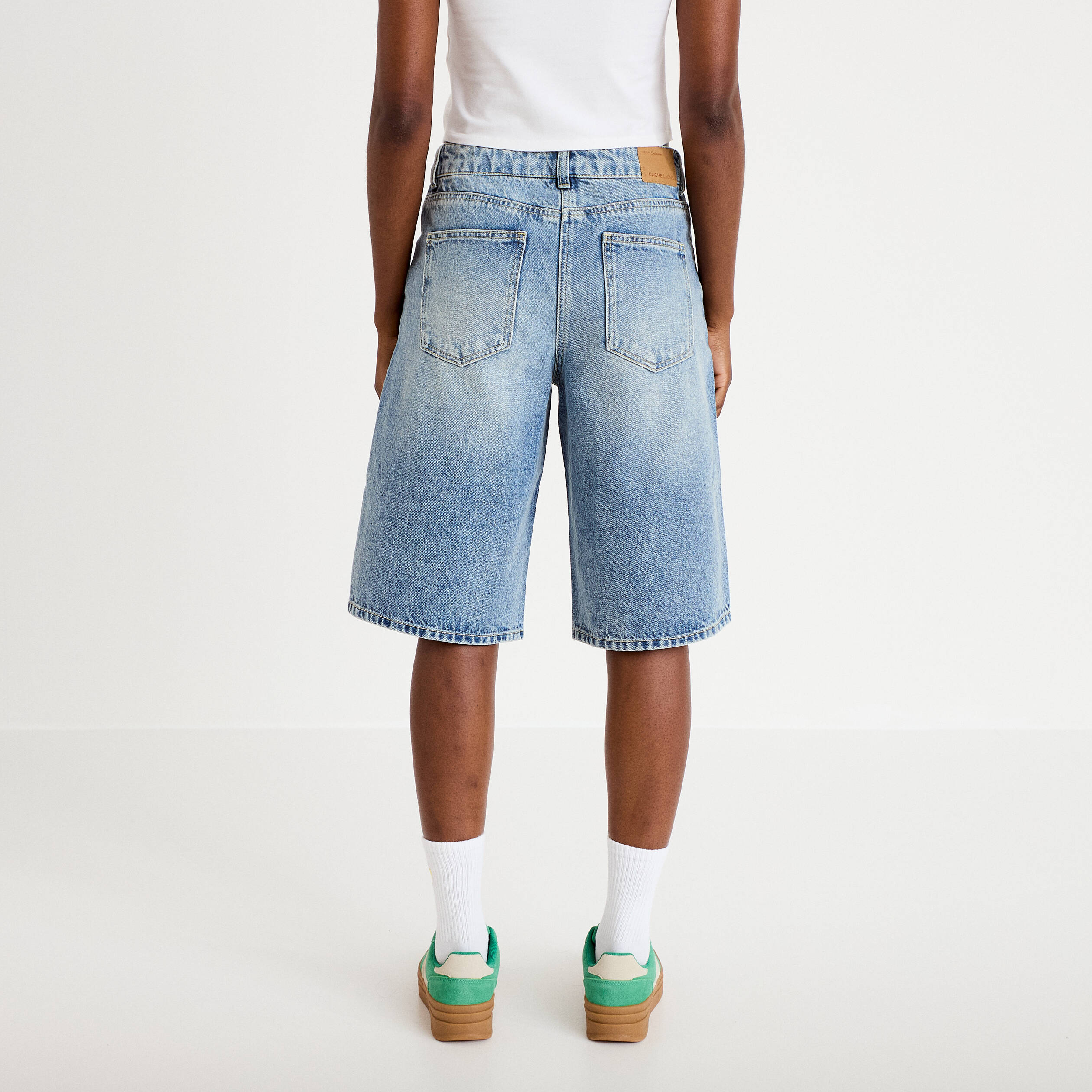 Bermuda en jean denim triple stone femme