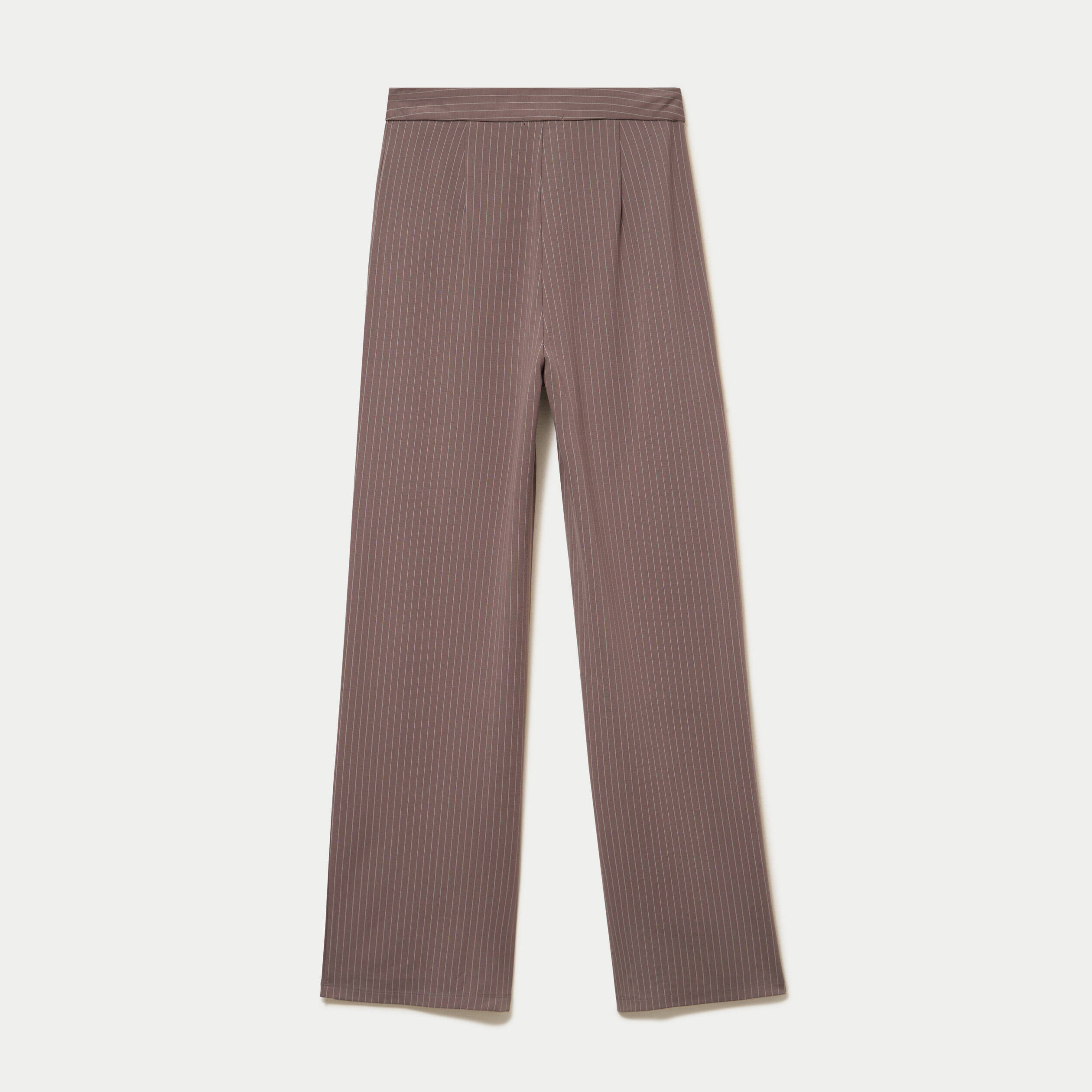 Pantalon large taille haute taupe femme