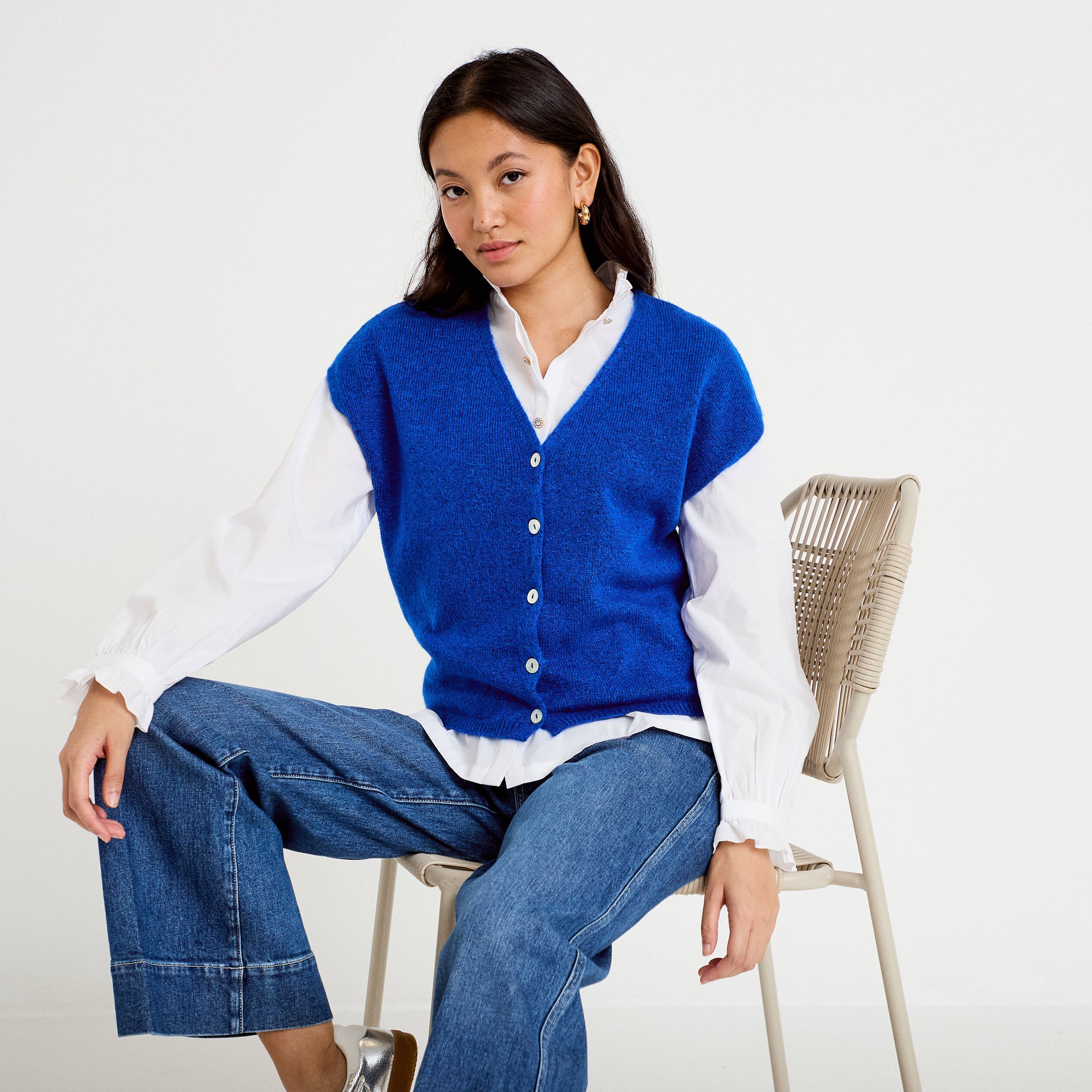 Gilet sans manches bleu electrique femme