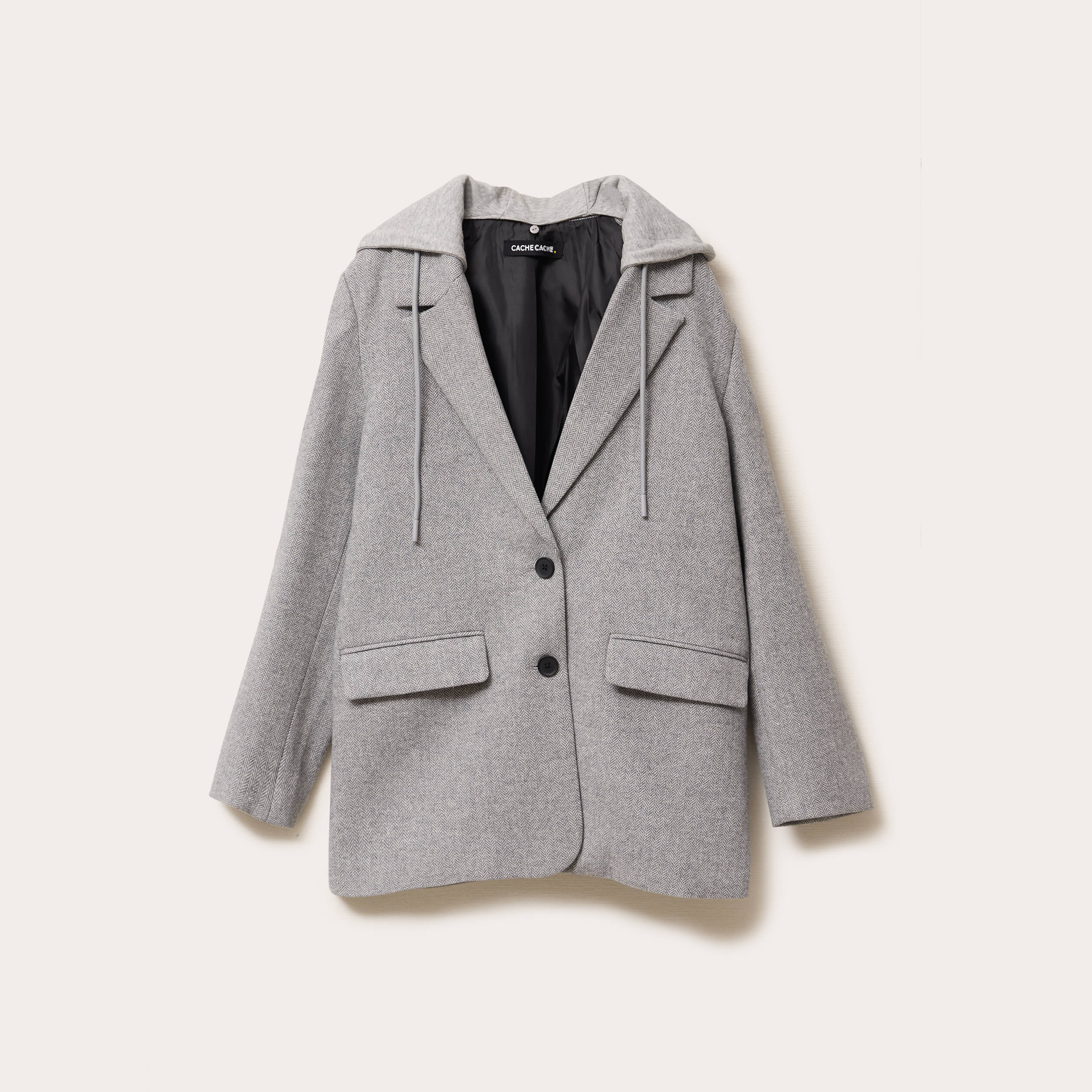 Blazer oversize capuche amovible gris clair femme