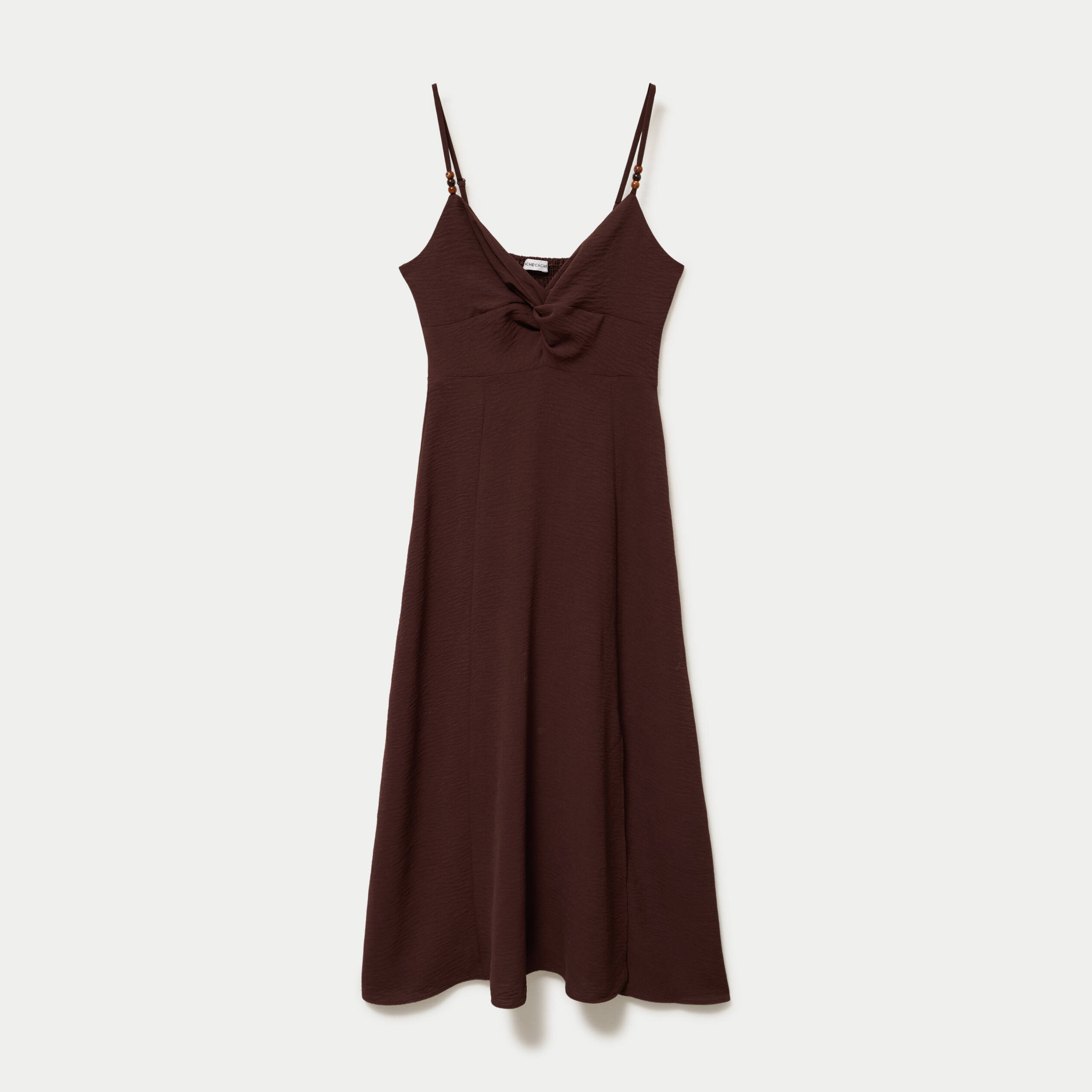 Robe longue &eacute;vas&eacute;e fendue marron femme