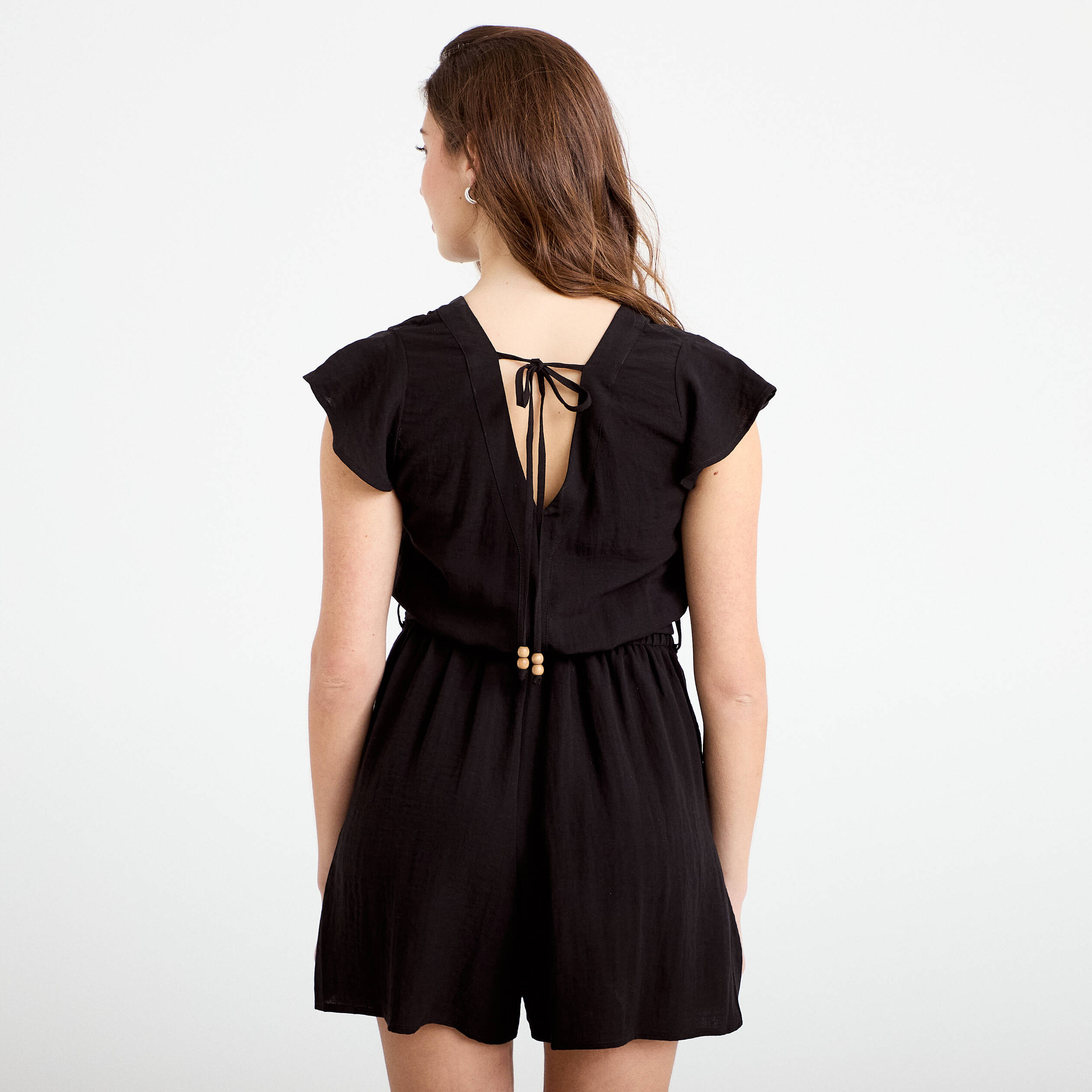 Combishort fluide noir femme