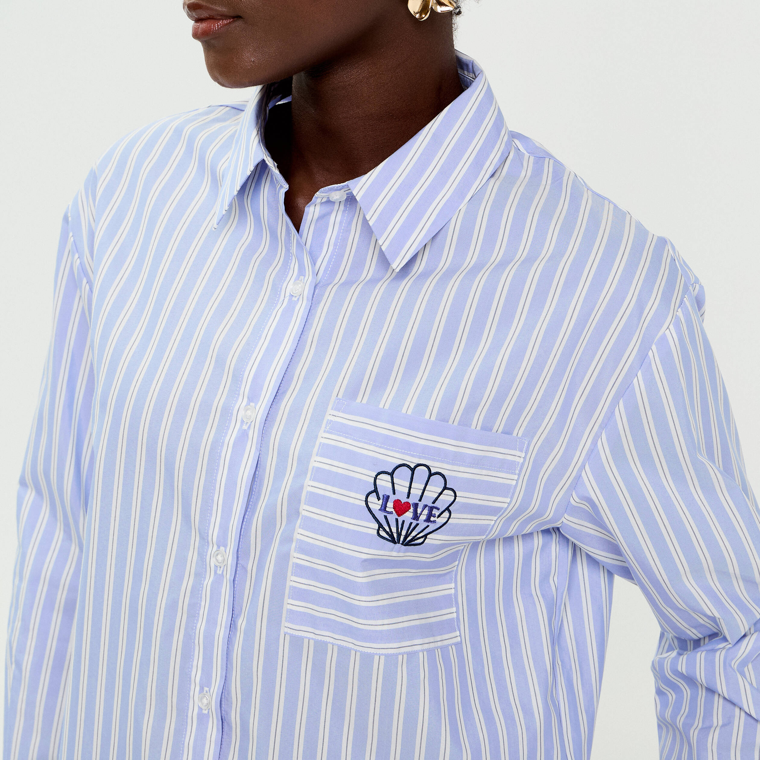 Chemise ray&eacute;e blanc femme