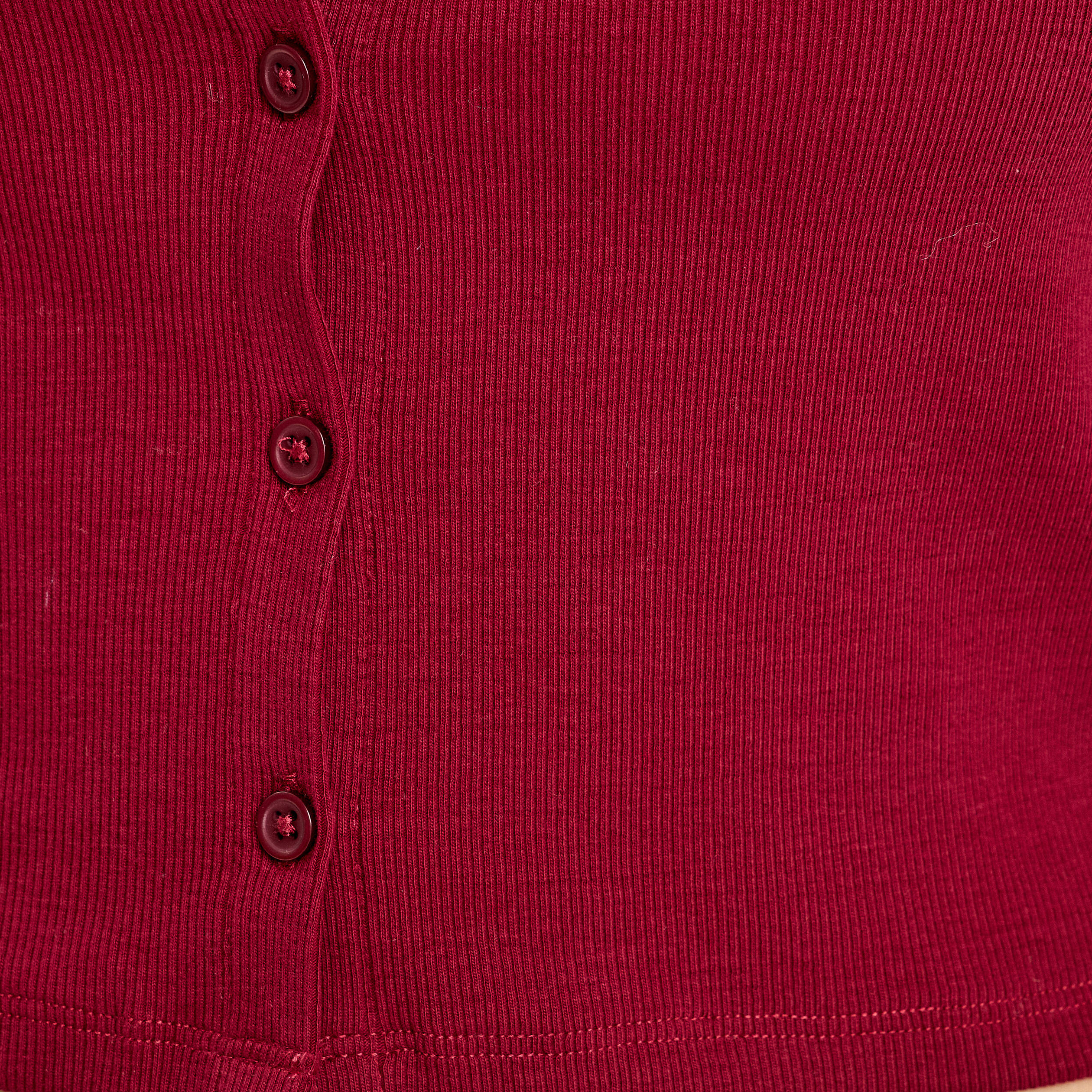 Gilet manches longues c&ocirc;tel&eacute; rouge fonc&eacute; femme