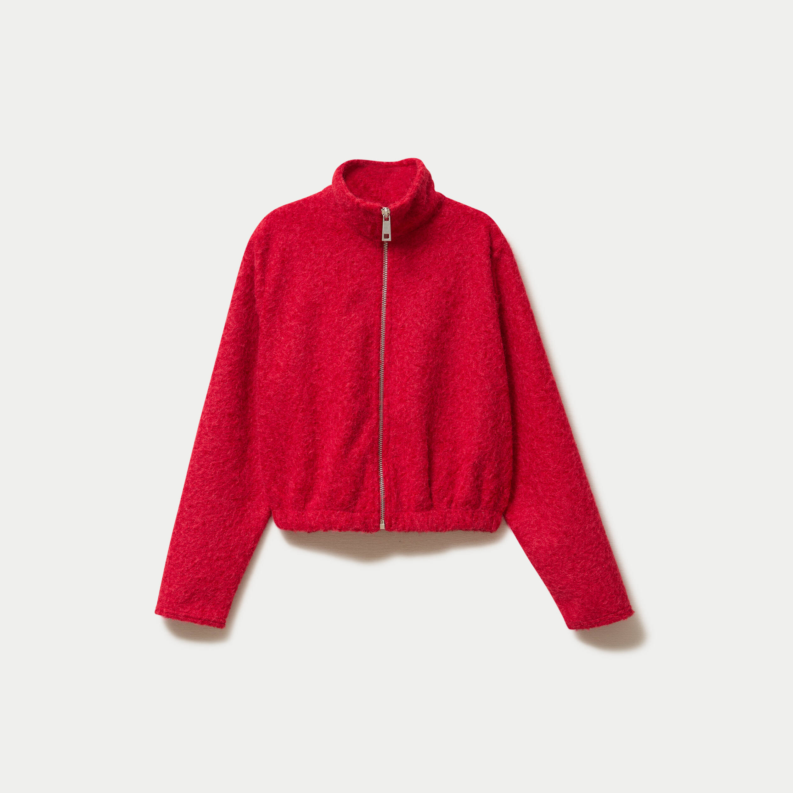 Veste zipp&eacute;e effet polaire rouge femme