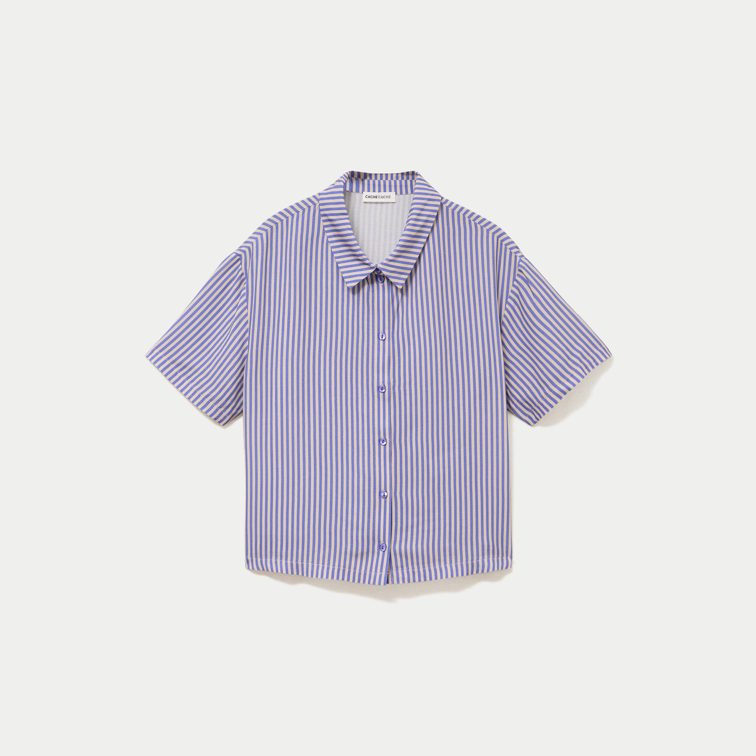 Chemise manches courtes bleu femme