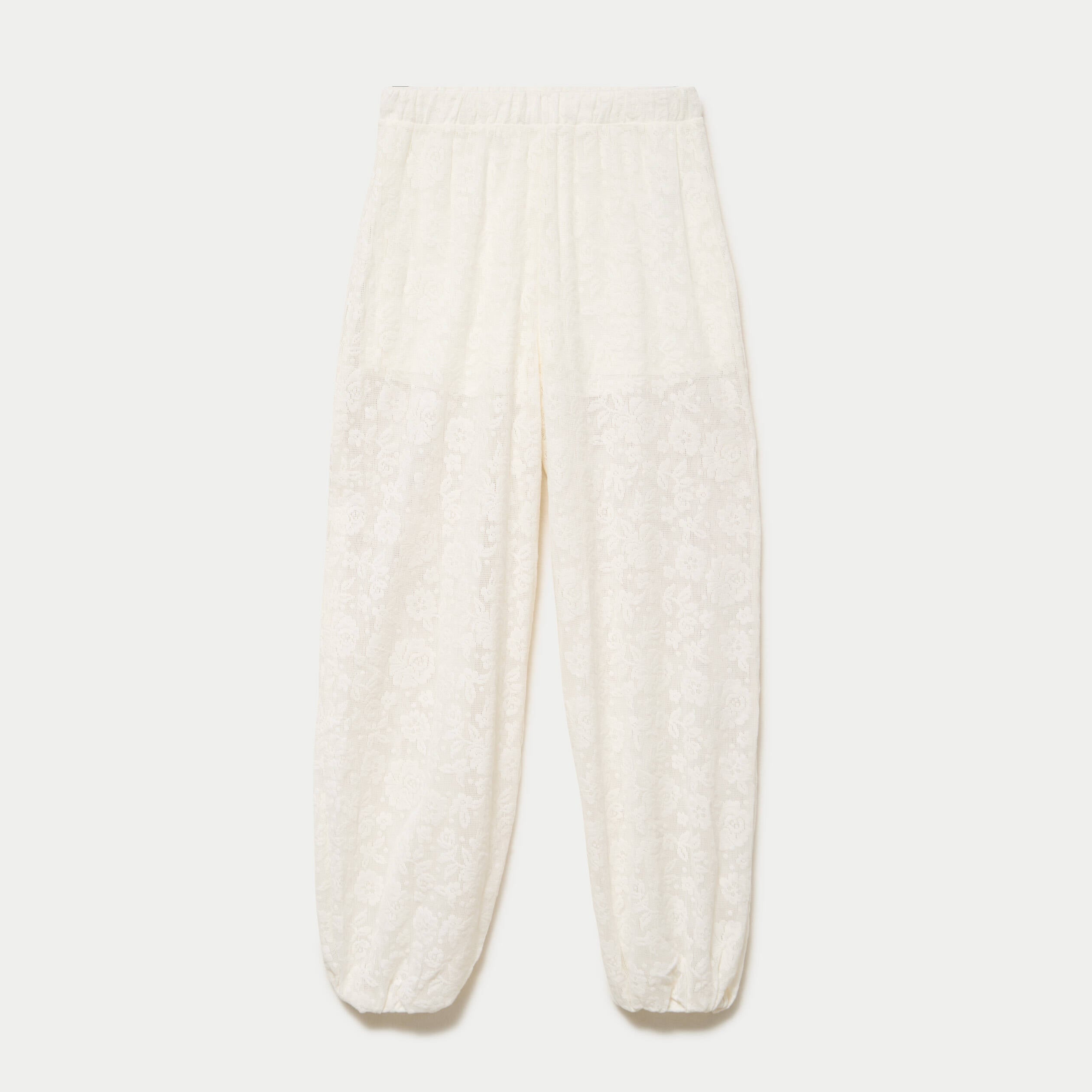 Pantalon bouffant taille standard ecru femme